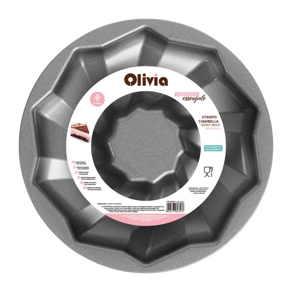 251014 STAMPO CIAMBELLA 60357 Molde para donuts acero pintado antiadherente 24,5×6 cm
