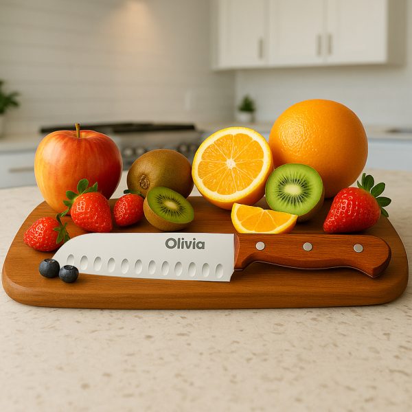 Cuchillo cocinero en hoja de acero inoxidable 17 cm mango de madera de haya