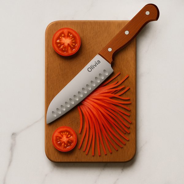 Cuchillo cocinero en hoja de acero inoxidable 17 cm mango de madera de haya