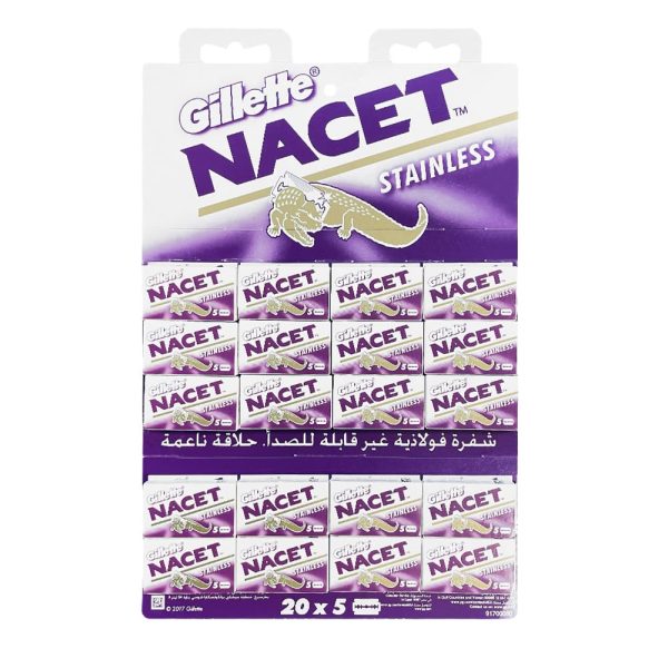 100 hojas de afeitar de doble filo Gillette Nacet inoxidable