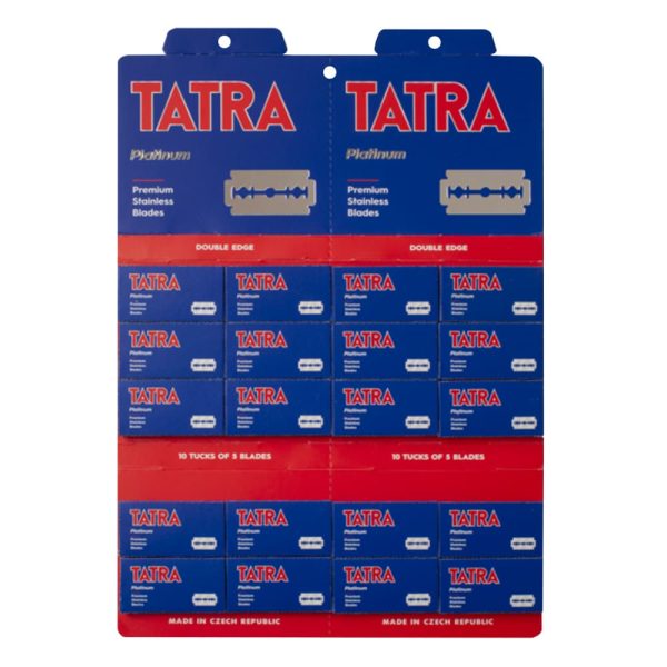 100 hojas de afeitar Tatra acero inoxidable platino