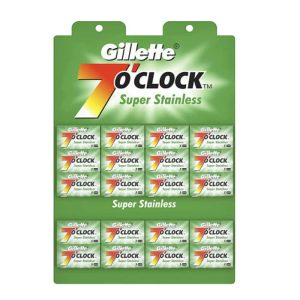 100 hojas de afeitar de doble filo Gillette 7 O clock Verde