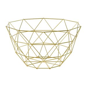 Frutero moderno de acero pintado en oro 26×14 cm