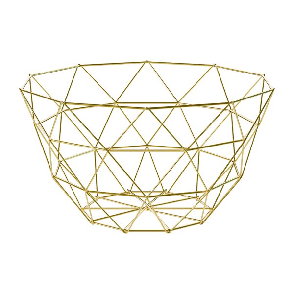 Frutero moderno de acero pintado en oro 26×14 cm