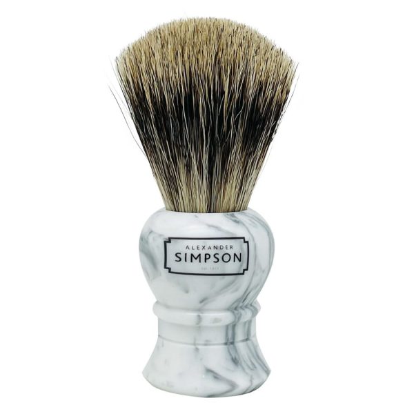 Brocha de Afeitar Simpson Tejón Puro Islington Faux Grey Italian Marble S