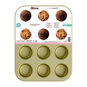 250929 stampo plum cake 62921 Bandeja para hornear cupcakes y muffins acero al carbono antiadherente 12 tazas 35×26,5×2,7 cm juego de 12