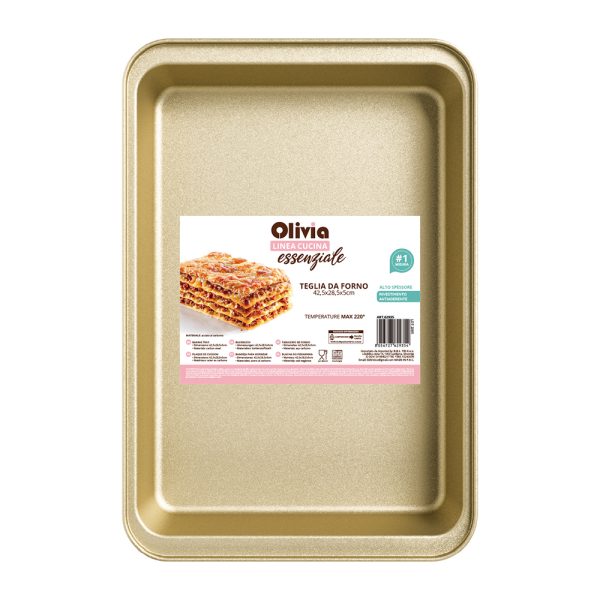 Bandeja de horno rectangular antiadherente acero al carbono 42,5×28,5×5 cm