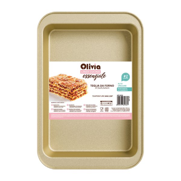 Bandeja de horno rectangular antiadherente acero al carbono 37,5×25,5×5 cm