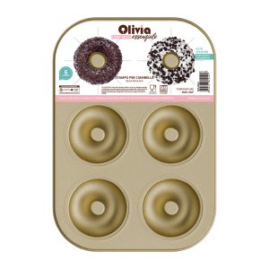 251003 stampo ciambella 62942 Bandeja para hornear donuts acero al carbono antiadherente 26,5×18,5×3 cm juego de 6