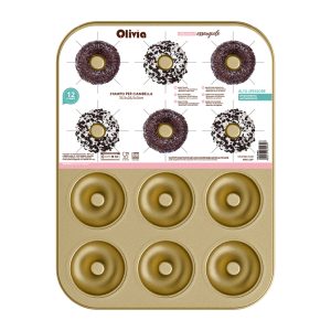 251003 stampo ciambella 62943 Bandeja para hornear donuts acero al carbono antiadherente 35,5×26,5×3 cm juego de 12