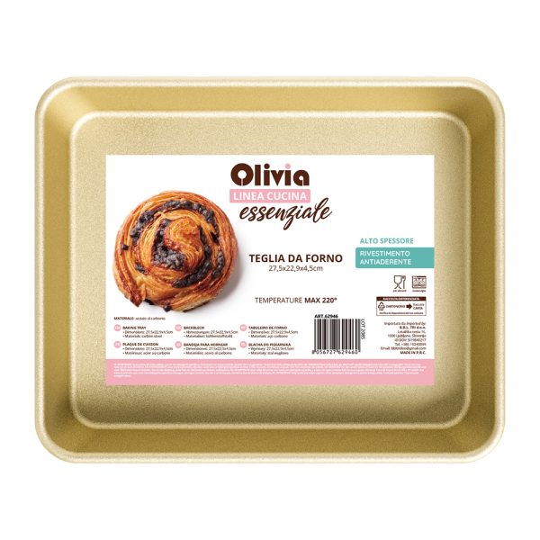 251011 TEGLIA DA FORNO 62946 Bandeja de horno rectangular antiadherente acero al carbono 27,5×22,9×4,5 cm