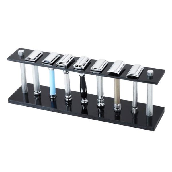2_stand-7-rasoi-sicurezza-nero-pearl-shaving-1-1.jpg Soporte perla para maquinillas de afeitar acrílico negro 7 ranuras