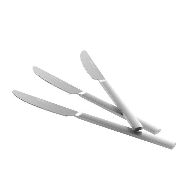 250728 model14 Cuchillos de mesa acero inoxidable satinado mate 23,5 cm juego de 3