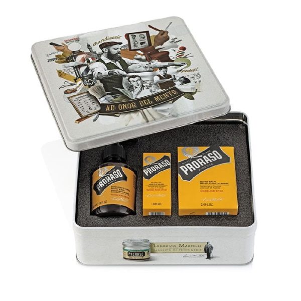 Set de afeitar Proraso colección madera y especias en caja metálica