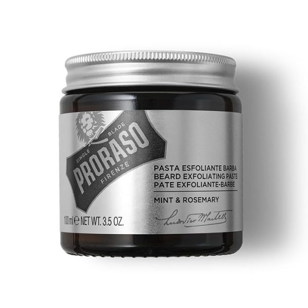 Proraso pasta exfoliante para barba en tarro de cristal menta y romero 100ml
