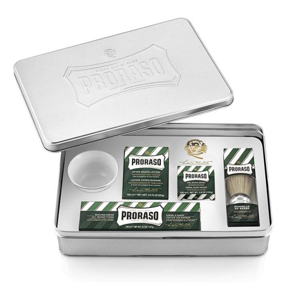 401935-1-1.jpg Set de afeitar Proraso en caja metálica.
