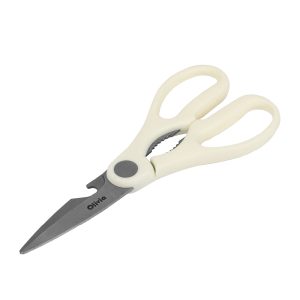 250731 mode8 Tijeras de cocina con abrebotellas 21,3×8,5 cm hojas de acero inoxidable y mango marfil