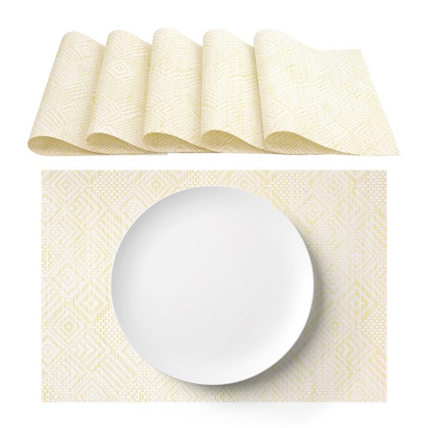 Manteles individuales lavables amarillo pastel de PVC 30×45 cm juego de 6