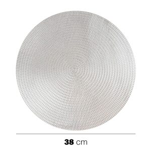 28GIU25 TOVAGLIETTA INTRECCIATA Juego de 6 manteles individuales ovalados tejidos plateados en PP 44×29,5 cm