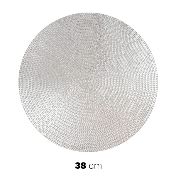 28GIU25 TOVAGLIETTA INTRECCIATA Juego de 6 manteles individuales ovalados tejidos plateados en PP 44×29,5 cm