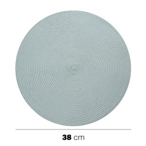 28GIU25 TOVAGLIETTA INTRECCIATA Juego de 6 manteles individuales redondos tejidos en PP azul claro pastel 38 cm