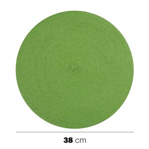 Juego de 6 manteles individuales redondos tejidos verde lima en PP 38 cm