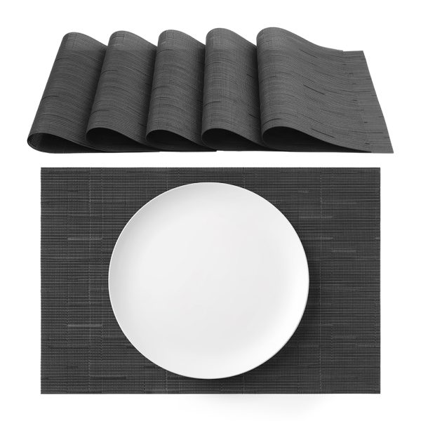 250701 Texture6 Juego de 6 manteles individuales lavables antracita de PVC 30×45 cm