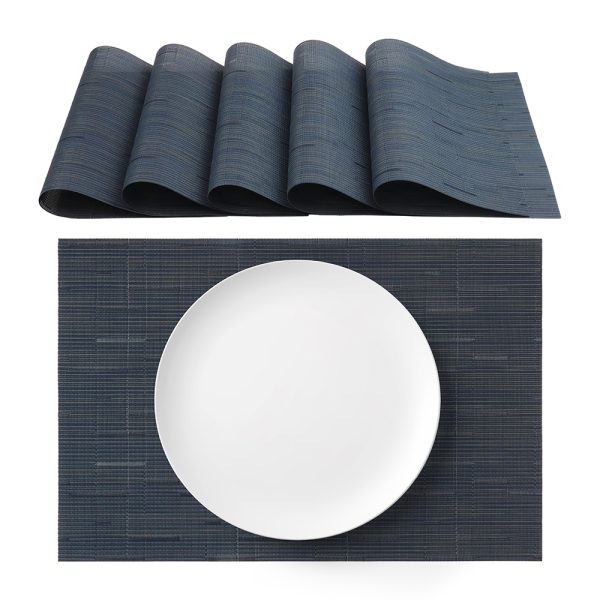 250701 Texture1 Manteles individuales lavables azul marino en PVC 30×45 cm juego de 6