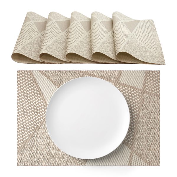 250701 Texture3 Manteles individuales lavables beige de PVC 30×45 cm juego de 6