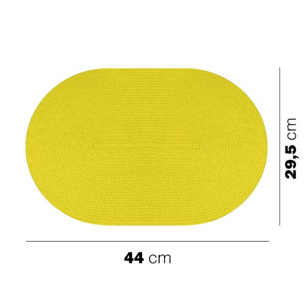 30GIU25 TOVAGLIETTA INTRECCIATA col.8 Juego de 6 manteles individuales ovalados tejidos amarillo sol en PP 44×29,5 cm