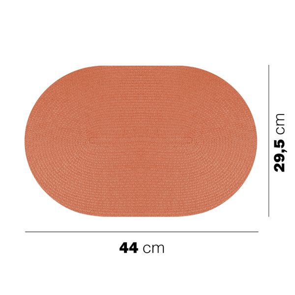 30GIU25 TOVAGLIETTA INTRECCIATA col.8 Juego de 6 manteles individuales ovalados tejidos naranja en PP 44×29,5 cm
