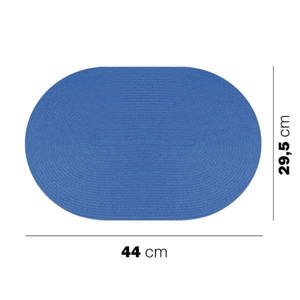30GIU25 TOVAGLIETTA INTRECCIATA col.8 Juego de 6 manteles individuales ovalados tejidos en PP azul claro 44×29,5 cm