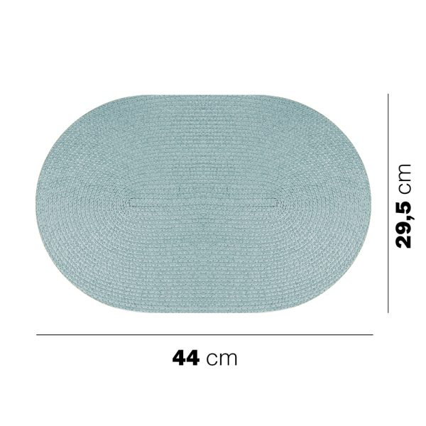 30GIU25 TOVAGLIETTA INTRECCIATA col.8 Juego de 6 manteles individuales ovalados tejidos azul océano en PP 44×29,5 cm