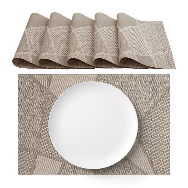 250701 Texture4 Manteles individuales lavables color topo de PVC 30×45 cm juego de 6