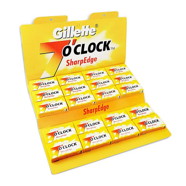 100 hojas de afeitar de doble filo Gillette 7 O clock Amarillo