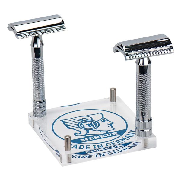 81252_stand-plexiglass-4-slot-merkur.jpg Soporte para maquinilla de afeitar Merkur de plexiglás con 4 ranuras