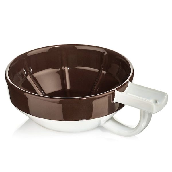 Cuenco para espuma de afeitar de porcelana fina marrón y blanco