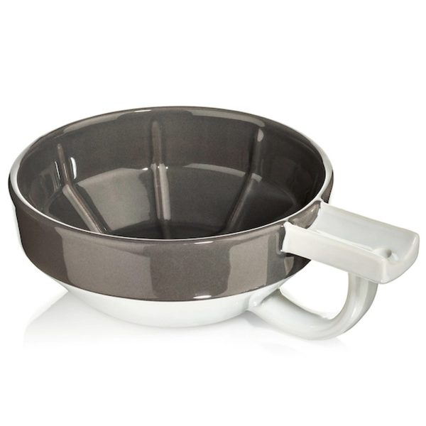 Cuenco para espuma de afeitar de porcelana fina gris y blanco