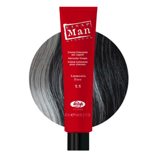 Lisap Man crema colorante para el cabello castaño muy oscuro 60ml