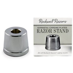RR-STANDGM.jpg Soporte base Rockwell de acero inoxidable para maquinilla de afeitar de bronce