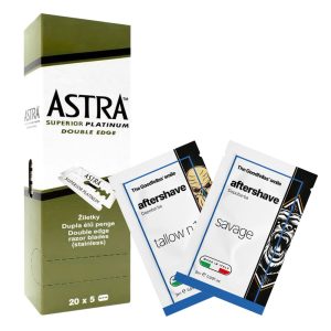 astra_dopobarba_tallow_savage.jpg La sonrisa de Goodfellas Astra Lamette da Barba Platinum con campioni di dopobarba Tallow n.1 e Savage