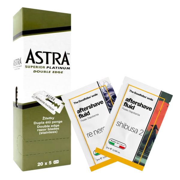 astra_fluidi-dopobarba_renero_shibusa.jpg La sonrisa de Goodfellas Astra Lamette da Barba Platinum con campioni di fluido dopobarba Shibusa 2 e Re Nero