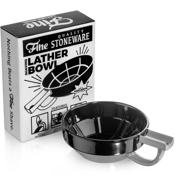 Cuenco para espuma de afeitar de porcelana fina negro y gris