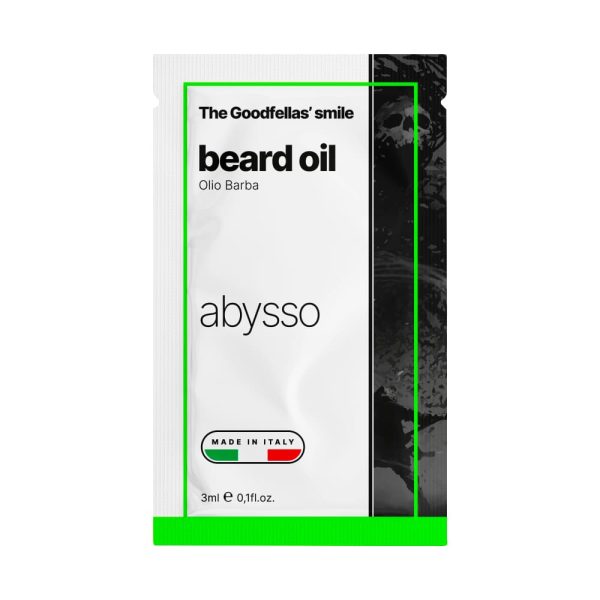 Muestra de la sonrisa de Goodfellas aceite para barba Abysso 3ml