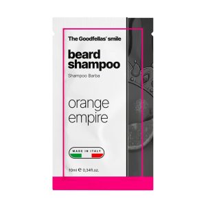 Muestra de la sonrisa de Goodfellas champú en barra para barba Orange Empire 10ml