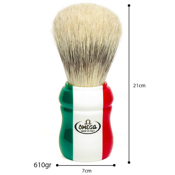 magnum_1006.jpg Brocha de afeitar Omega bandera italiana gigante modelo exposición cerda pura