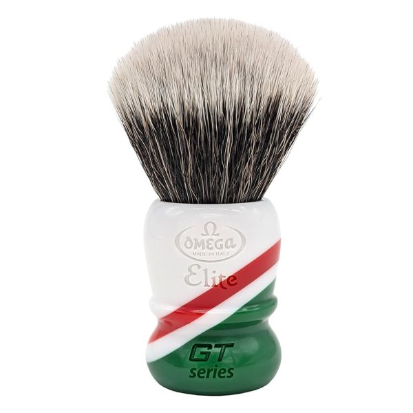 pennello-barba-elite-gt-series-bianco-rosso-verde-omega.jpg Brocha de afeitar Omega sintética GT Series Elite MB1939