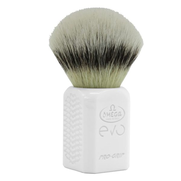 Brocha de afeitar Omega sintética Evo Pro Grip Blanca