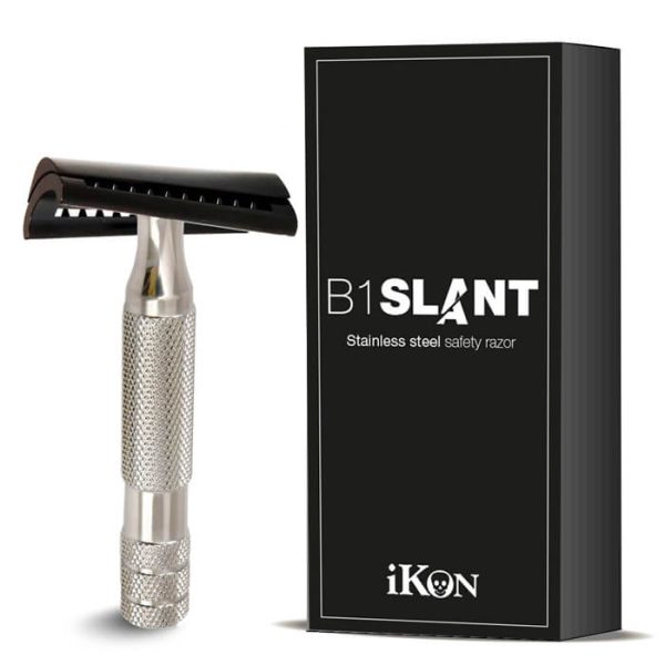 rasoio-sicurezza-b1-slant-manico-acciao-inox-lucido-ikon.jpg Maquinilla de afeitar iKon b1 inclinada de acero inoxidable 80 mm