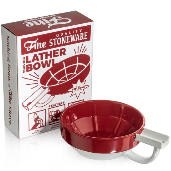 Cuenco para espuma de afeitar de porcelana fina rojo y blanco